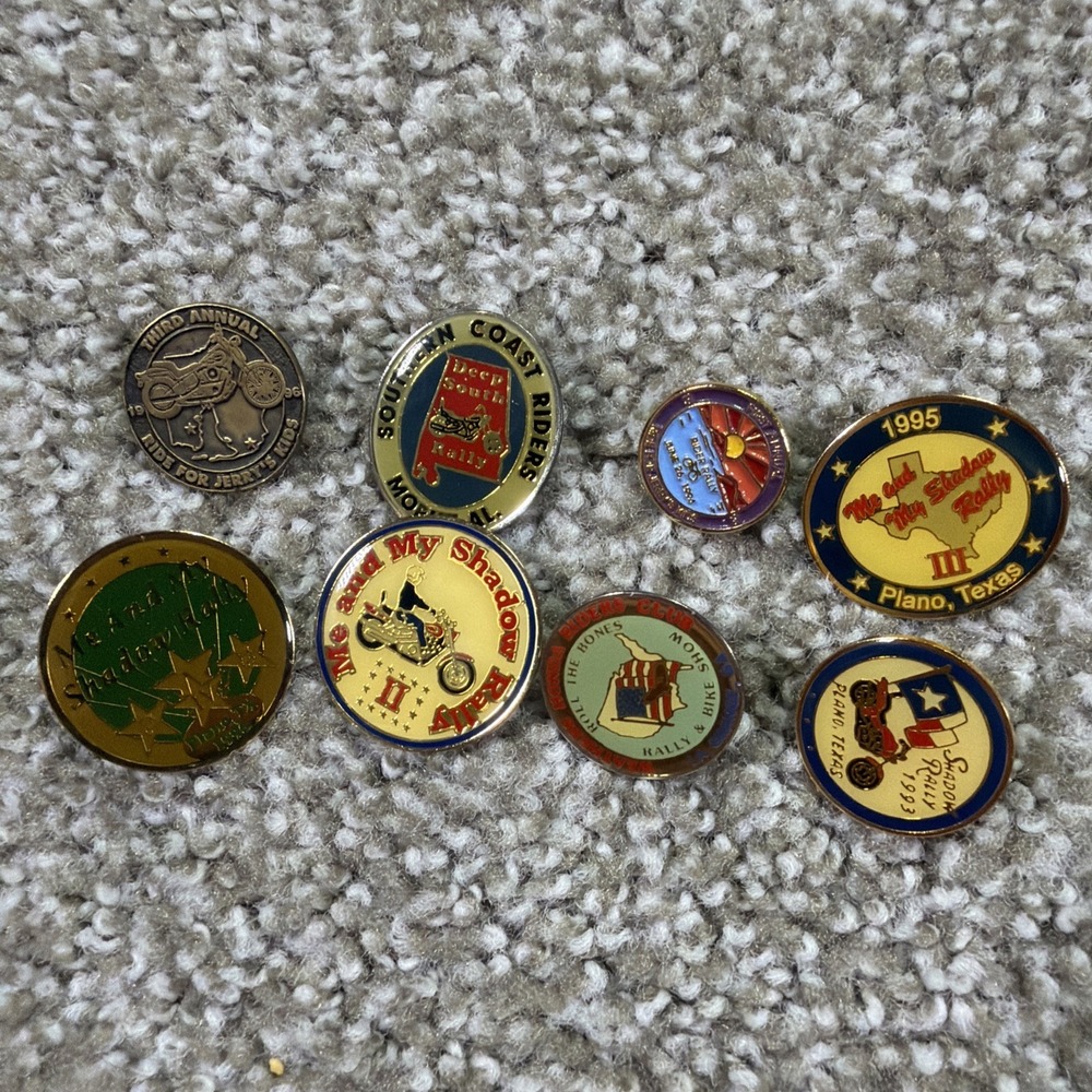 Lot Of 8 Vintage Bike Rally Lapel Pins